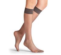 FALKE Damen Kniestrümpfe Seidenglatt 15 DEN W Kh transparent einfarbig 1 Paar, Grau Carbon 3275, 35-38