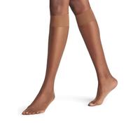 Falke Kniestrümpfe Shelina 12 DEN Damen, ultra-transparent, einfarbig, Braun (Hazel 5187) 39-42