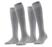 FALKE Damen Kniestrumpf Family 2er Pack, Größe:39-42;Farbe:Light Grey Melange (3399)