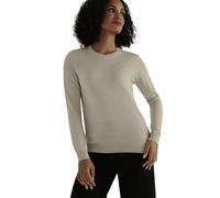 FALKE Damen Pullover Basic New Merino Crew Neck W PU Wolle weich hautfreundlich 1 Stück, Beige (Beige Melange 4043), L
