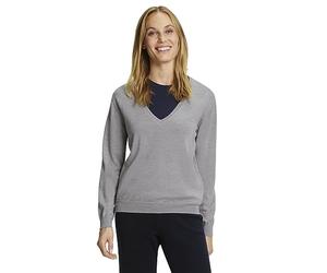 FALKE Damen Pullover Basic New Merino V-Neck W Pu Wolle elegant klassisch für Business und Freizeit mit V-Ausschnitt 1 Stück, Grau Light Grey 3400, XL