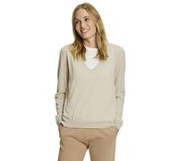 FALKE Damen Pullover Basic New Merino V-Neck W PU Wolle weich hautfreundlich 1 Stück, Beige (Beige Melange 4043), XL