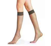 FALKE Damen Kniestrümpfe Seidenglatt 15 DEN W Kh transparent einfarbig 1 Paar, Grau Carbon 3275, 39-42
