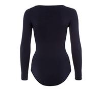 FALKE Damen Shapewear Ganzkörper-Body Fine Cotton Crew Neck W Bo Baumwolle Langarmbody 1 Stück, Blau Marine 6179, S 36-38