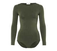 FALKE Damen Shapewear Ganzkörper-Body Fine Cotton Crew Neck W Bo Baumwolle Langarmbody 1 Stück, Grün Military 7826, XL 46-48