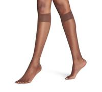 Falke Kniestrümpfe Shelina 12 DEN W KH – ultra-transparent, einfarbig – Braun (Espresso 5188) 35-38