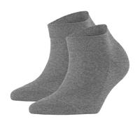 FALKE Damen Sneaker-Socken 2er Pack - Sensitive London, Baumwolle, Bündchen, Logo, einfarbig, kurz 35-38 Grau
