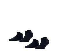 FALKE Damen Sneakersocken Happy Double Pack W Sn Baumwolle kurz einfarbig 2 Paar, Blau Dark Navy 6375, 39-42