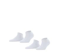 FALKE Damen Socken, 2er Pack - Happy, Sneakersocken, einfarbig Weiß 35-38