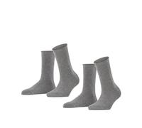 FALKE Damen Socken, 2er Pack - Happy, Kurzsocken, Rollbündchen Grau 35-38