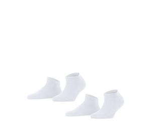 FALKE Damen Socken, 2er Pack - Happy, Sneakersocken, einfarbig 35-38 Weiß