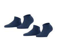 FALKE Damen Socken, 2er Pack - Happy, Sneakersocken, einfarbig Dunkelblau 39-42