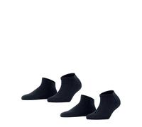 FALKE Damen Socken, 2er Pack - Happy, Sneakersocken, einfarbig Schwarzblau 39-42