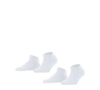 FALKE Damen Socken, 2er Pack - Happy, Sneakersocken, einfarbig Weiß 35-38