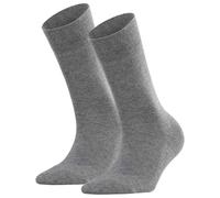 FALKE Damen Socken 2er Pack - Sensitive London, Kurzsocken, einfarbig Grau 39-42