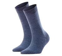 FALKE Damen Socken 2er Pack - Softmerino SO, Kurzsocken, einfarbig 37-38 Blau