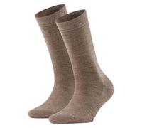 FALKE Damen Socken 2er Pack - Softmerino SO, Kurzsocken, einfarbig 37-38 Braun