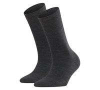 FALKE Damen Socken 2er Pack - Softmerino SO, Kurzsocken, einfarbig 41-42 Anthrazit