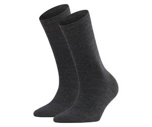 FALKE Damen Socken 2er Pack - Softmerino SO, Kurzsocken, einfarbig 41-42 Anthrazit