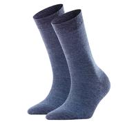FALKE Damen Socken 2er Pack - Softmerino SO, Kurzsocken, einfarbig Blau 41-42