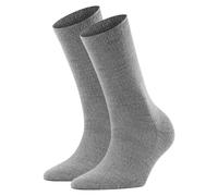 FALKE Damen Socken 2er Pack - Softmerino SO, Kurzsocken, einfarbig Hellgrau 37-38