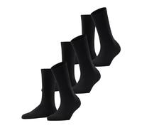 FALKE Damen Socken Family 3-Pack W SO Baumwolle einfarbig 3 Paar, Schwarz (Black 3009) neu - umweltfreundlich, 39-42