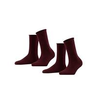 FALKE Damen Socken Happy Double Pack W So Baumwolle einfarbig 2 Paar, Rot Barolo 8596, 35-38