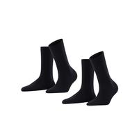 FALKE Damen Socken Softmerino 2-Pack W SO Wolle Baumwolle einfarbig 2 Paar, Blau (Dark Navy 6379), 35-36