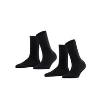 Falke Damen Socken Softmerino – 2 Paar, Wolle/Baumwolle, einfarbig Schwarz 41-42