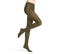 FALKE Damen Strumpfhose Cross Knit Biologische Baumwolle Wolle dick einfarbig 1 Stück, Grün (Shire Green 7705), 38-40
