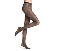 FALKE Damen Strumpfhose Day to Night Weiches Material transparent gemustert 1 Stück, Schwarz (Black/Silver 3103), S