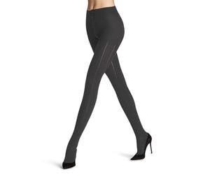 FALKE Damen Strumpfhose Needlepoint W Ti Baumwolle Wolle einfarbig 1 Stück, Grau Dark Rock 3093, 42-44