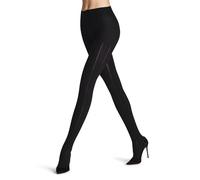 FALKE Damen Strumpfhose Needlepoint W Ti Baumwolle Wolle einfarbig 1 Stück, Schwarz Black 3000, 40-42