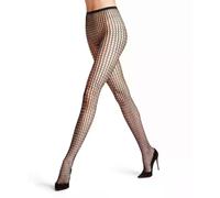 FALKE Damen Strumpfhose Wicker Game W Ti transparent gemustert 1 Stück, Schwarz Black 3009, M-L