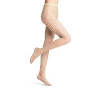 FALKE Damen Strumpfhose Wicker Game W Ti transparent gemustert 1 Stück, Weiß Off-White 2059, S-M