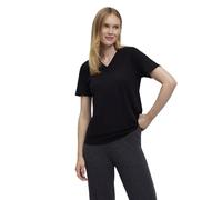 FALKE Damen T-Shirt Basic Soft Lyocell/Cotton V-Tee W S/s Sh Lyocell Baumwolle weich Kurzarm bequem sehr leicht 1 Stück, Schwarz Black 3000, XL