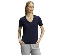 FALKE Damen T-Shirt Basic V-Neck W S/s Sh Baumwolle weich Kurzarm bequem sehr leicht 1 Stück, Blau Space Blue 6116, L