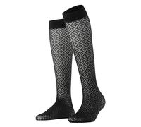 FALKE Damen Kniestrümpfe Tessellating 25 DEN W KH weiches Material gemustert 1 Paar, Schwarz (Black 3009), 39-42