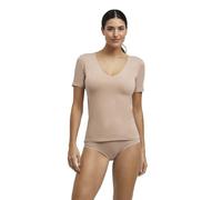 FALKE Damen Unterwäsche Daily Climate Control Outlast® Round Neck W S/s Ts Baumwolle schnelltrocknend 1 Stück, Braun Camel 4220, S