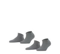 FALKE Damen Sneakersocken Happy Double Pack W Sn Baumwolle kurz einfarbig 2 Paar, Grau Light Grey Melange 3390, 35-38