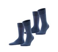 FALKE Herren Socken Happy Double Pack M So Baumwolle einfarbig 2 Paar, Blau Navy Melange 6127, 39-42