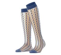 FALKE Damen Kniestrümpfe Paradise Net W Kh transparent gemustert 1 Paar, Blau Smoky Blue 6483, 39-42