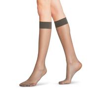 FALKE Damen Kniestrümpfe Seidenglatt 15 DEN W Kh transparent einfarbig 1 Paar, Grau Carbon 3275, 35-38