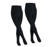 FALKE Unisex Kinder Strumpfhose Family 2-Pack K TI Baumwolle dick einfarbig 2 Stück, Blau (Dark Marine 6170), 152-164