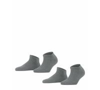 FALKE Damen Sneakersocken Happy 2-Pack W SN Baumwolle kurz einfarbig 2 Paar, Grau (Light Grey Melange 3390), 35-38