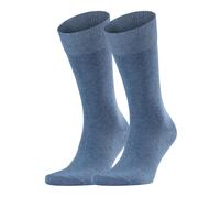 FALKE Herren Socken Happy Double Pack M So Baumwolle einfarbig 2 Paar, Blau Light Denim 6660, 39-42