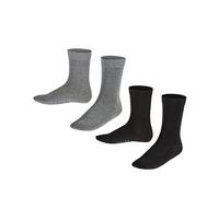 FALKE Kinder Socken, 2er Pack - Happy, Kurzsocken Schwarz/Grau 27-30