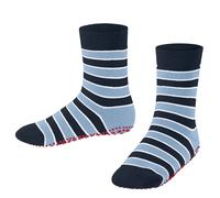 FALKE Unisex Kinder Simple Stripes K HP Baumwolle Rutschhemmende Noppen 1 Paar Stoppersocken, Blau (Space Blue 6116) neu-umweltfreundlich, 19/22