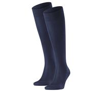 FALKE Herren Kniestrümpfe 2er Pack - Tiago, Socken, Bio-Baumwolle, Logo, lang, einfarbig Dunkelblau 47-48