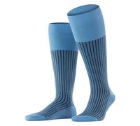 Falke Tagessocke Oxford Stripe Kniestrümpfe (Business-Kniestrumpf, feines Maschenbild) blau Herren - 1 Paar, Größe 41-42